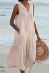 Barbara | Sleeveless Buttoned Midi Dress