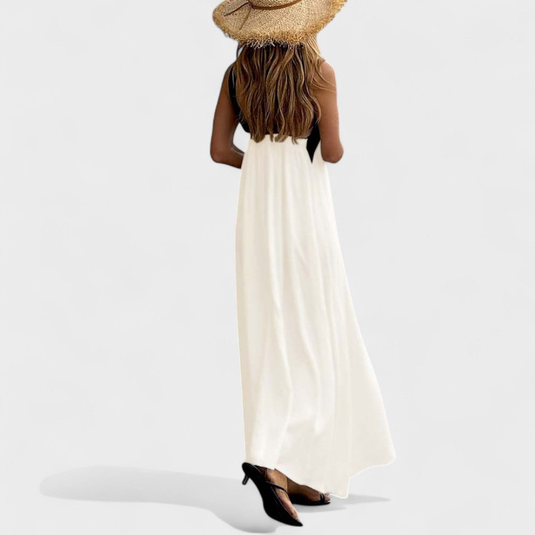Sue | Elegant Cross-Neck Maxi Dress