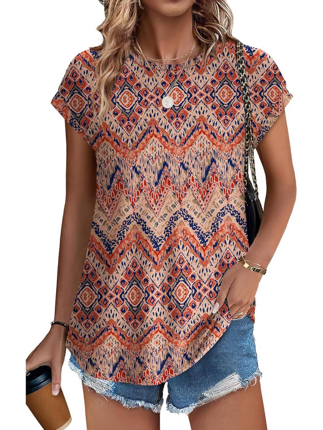 Rowan | Casual Top with Leaf Print and Crew Neck