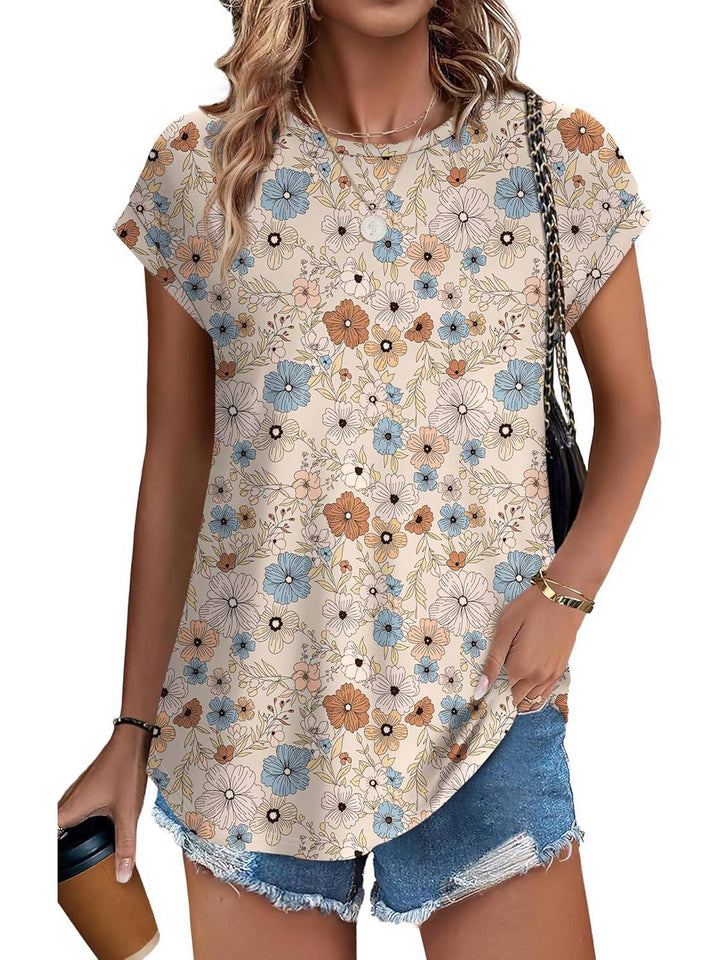 Rowan | Casual Top with Leaf Print and Crew Neck