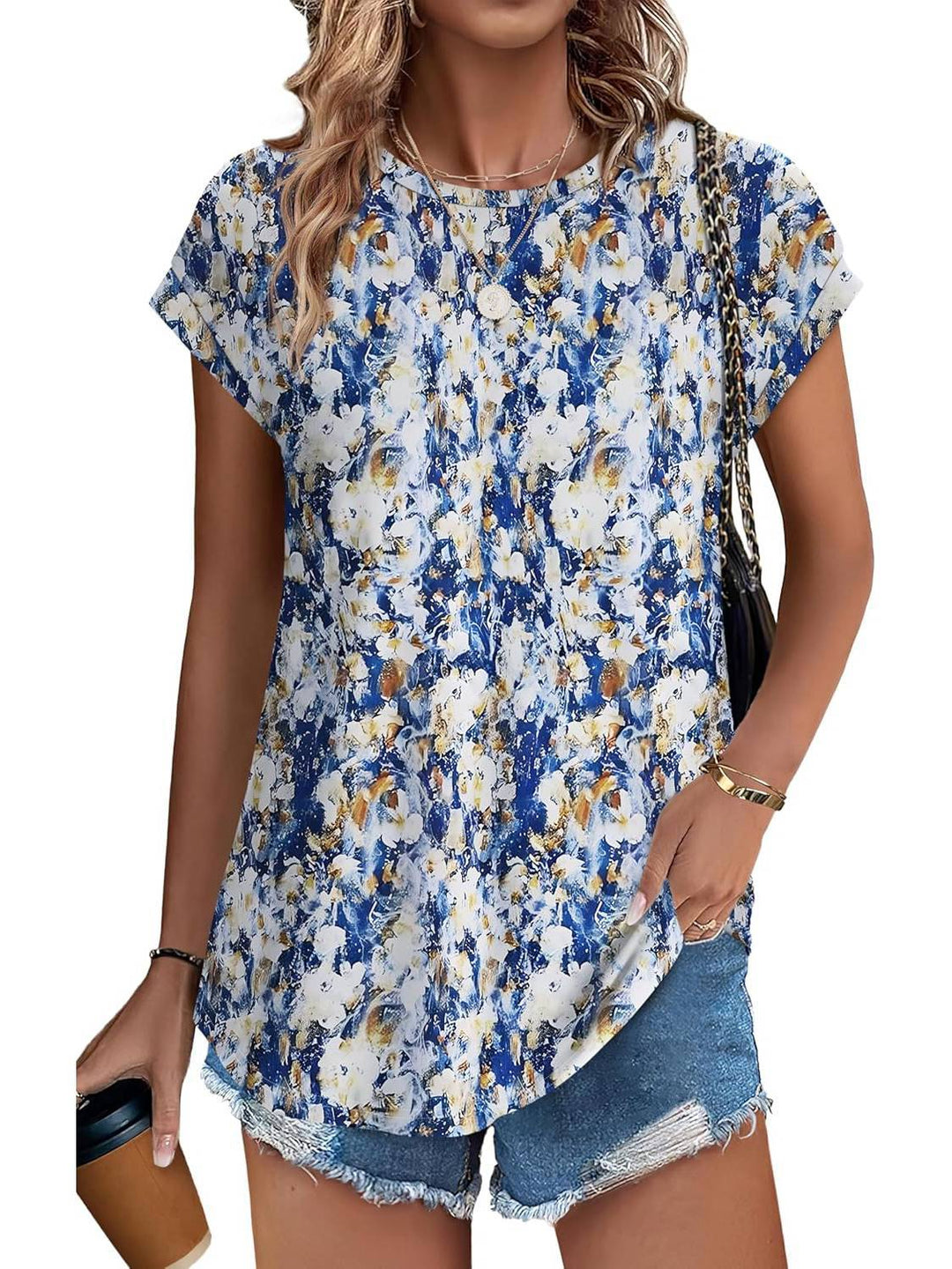 Rowan | Casual Top with Leaf Print and Crew Neck