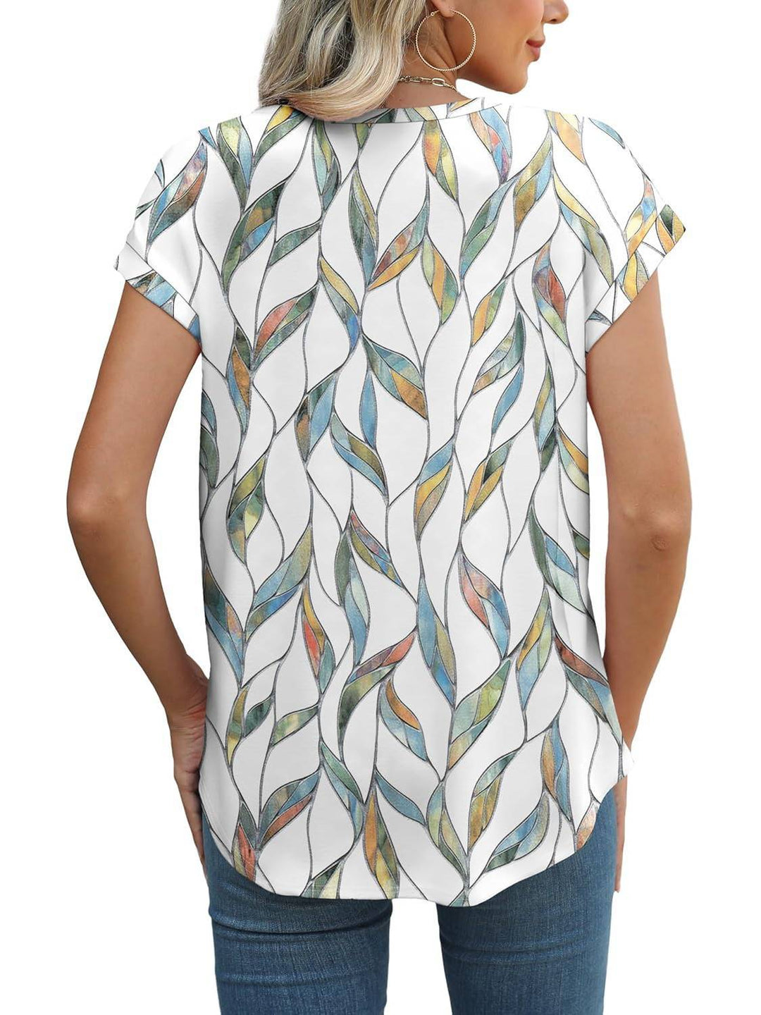 Rowan | Casual Top with Leaf Print and Crew Neck