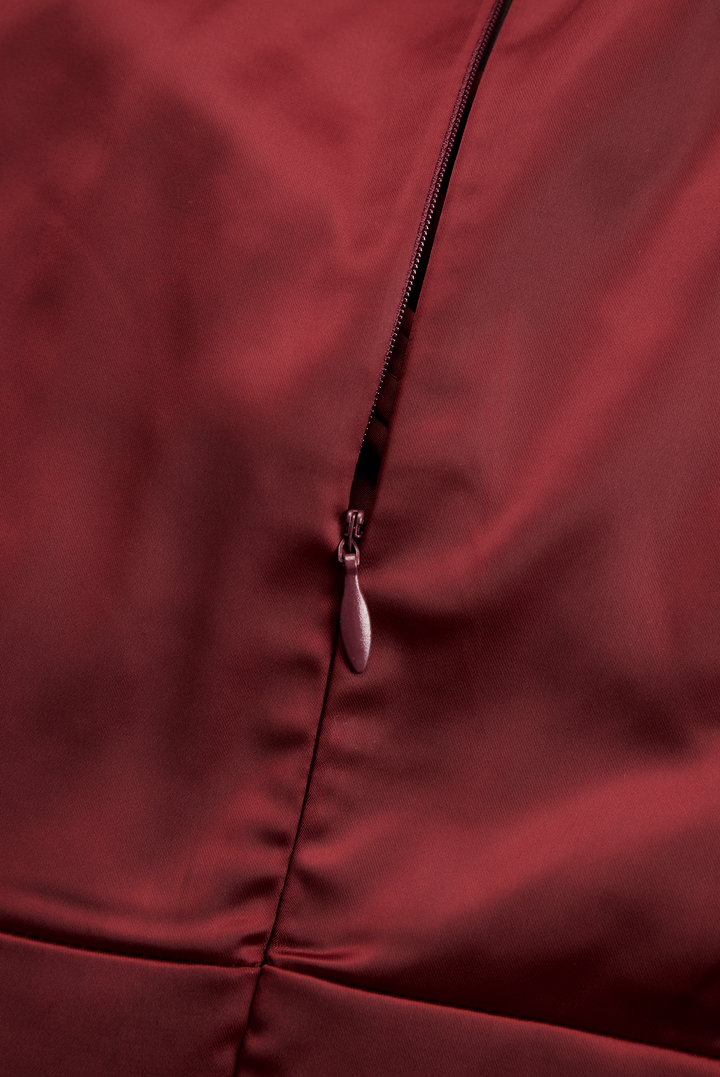 Beatrice | Women´s Retro Satin Midi Dress Featuring a Draped Collar