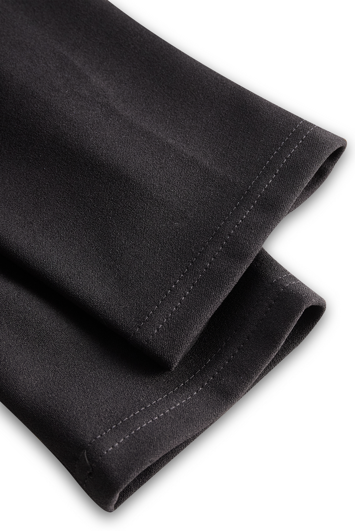 Ariana | Elegant Black Sheath Dress with Belt and Mandarin Collar