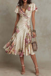 Delilah | Chic Vintage Floral Chiffon Midi Dress