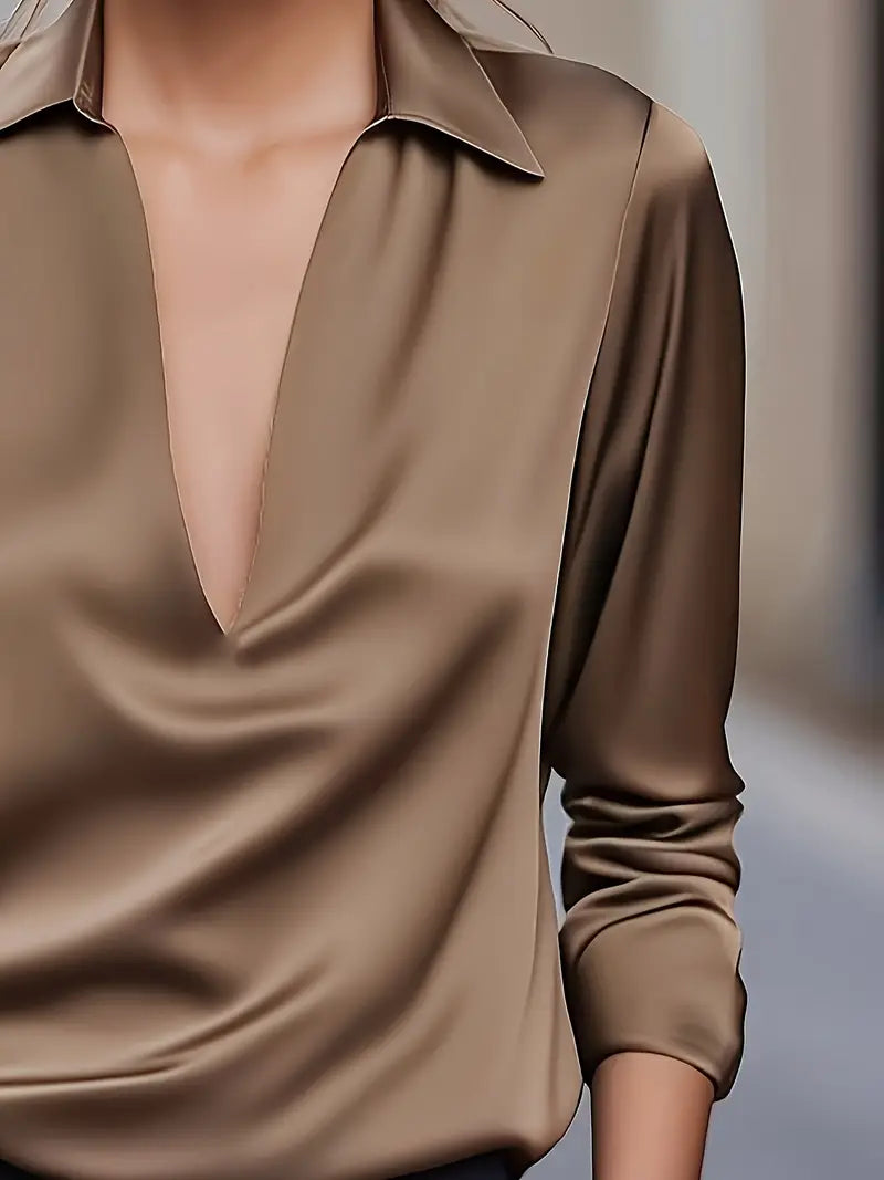 Lenora | V-Neck Blouse with Satin Finish and Elegant Design