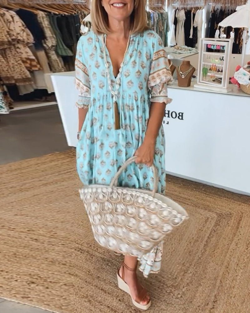 Audrey | Boho Midi Tassel Dress