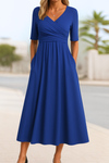 Leona | Women's Crossed Dress with Short Sleeves and Versatile Style
