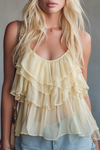 Emery | Beautiful Sleeveless Round Neck Layered Ruffles Chiffon Top