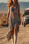Reagan | Casual Sporty Retro Irregular American Flag Print Vest Midi Dress