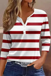 Genevieve | Striped V-Neck Top with Short Sleeves