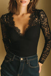 Wren | Stylish And Charming Black Lace V-neck Blouse