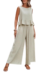 Isla | Women's Two Piece Set Ruffle Tank Top Wide Leg Pants