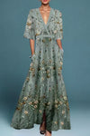 Women's Maxi Dress with Floral Design and Flowing Silhouette