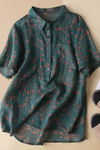 Coralie | Floral Half-Placket Shirt with Button Detail