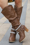 Pam | Women's Knee-High Boots - Slouchy Design - Block Heel