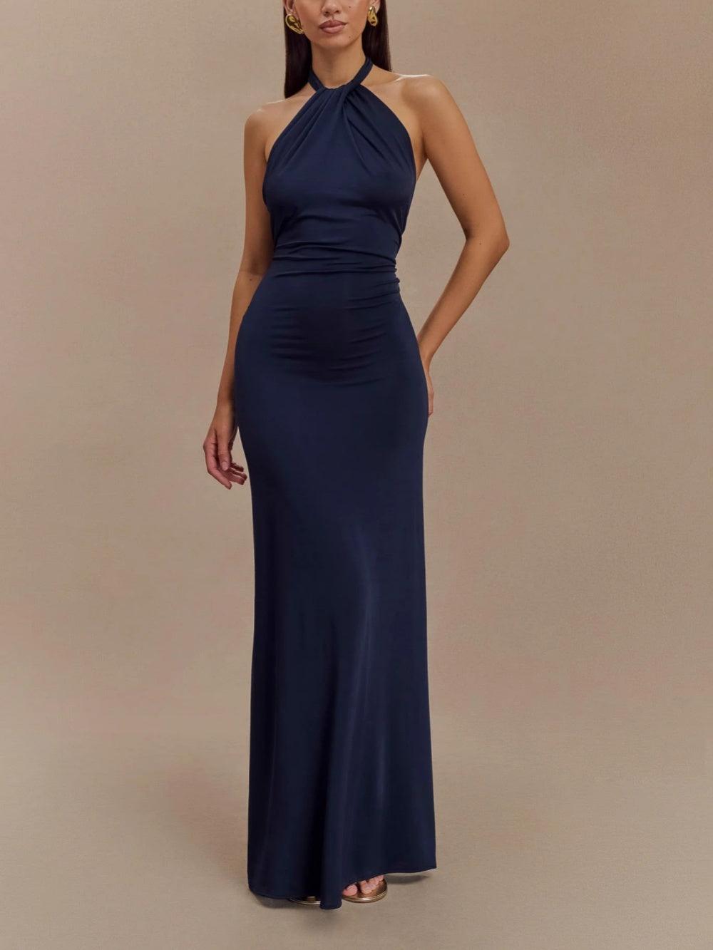 Kendra | Slinky Halter Maxi Dress