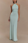 Women's Halter Maxi Dress with Flowing Design and Adjustable Neckline