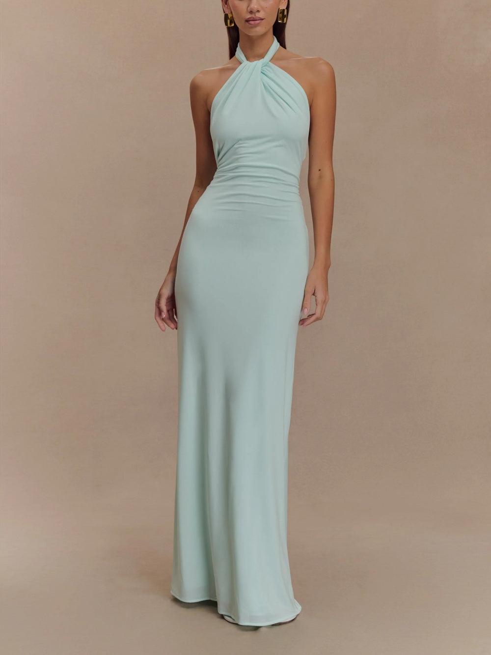 Kendra | Slinky Halter Maxi Dress