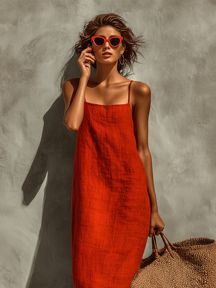 Rebecca | Spaghetti Strap Square Neck Boho Resort Dress