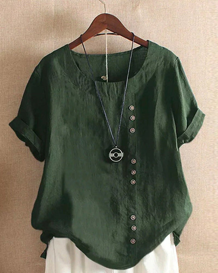 Delaney | Casual Short Sleeve Top with Button Front