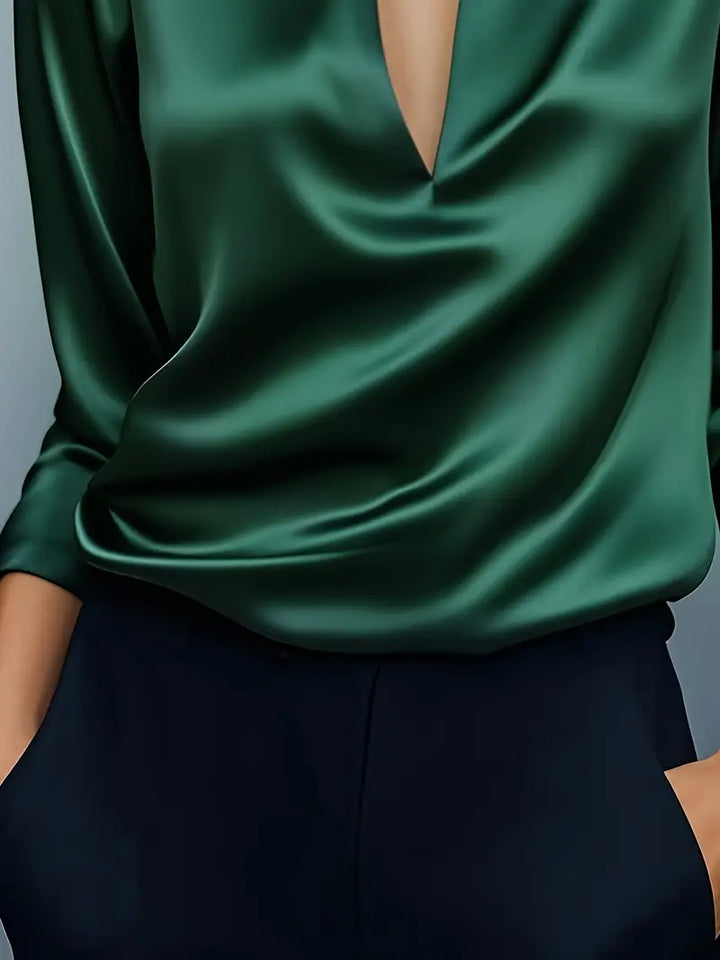 Lenora | V-Neck Blouse with Satin Finish and Elegant Design