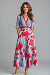 Diana | Women's Floral Wrap Dress with Adjustable Tie and Short Sleeves
