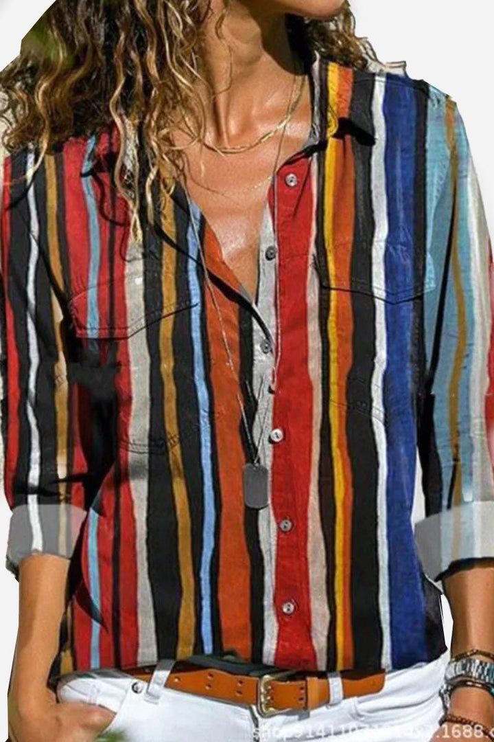 Mallory | Striped Button-Down Long Sleeve Shirt