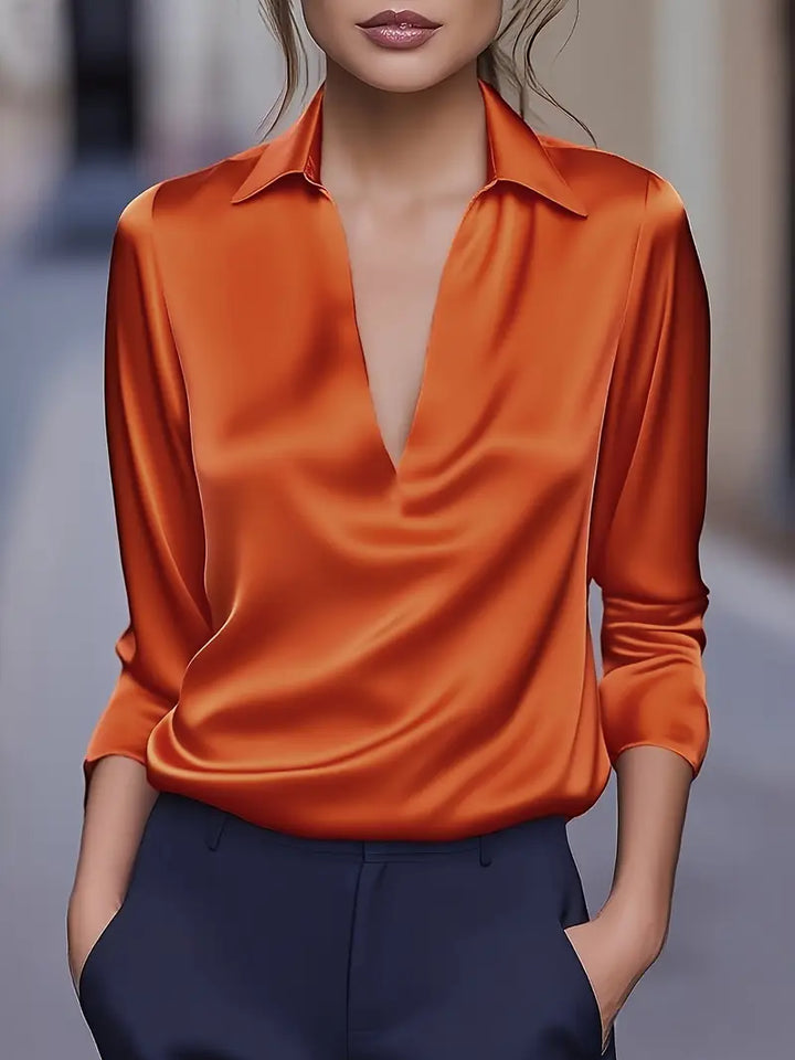Lenora | V-Neck Blouse with Satin Finish and Elegant Design