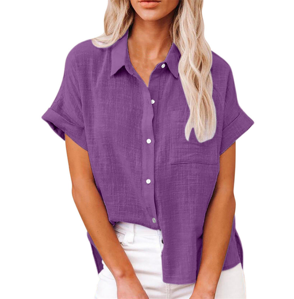 Noelle | Lightweight Shirt with Front Pocket and Short Sleeves