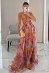 Marlowe | Women's Floral Print Maxi Dress with Flowing Skirt and Adjustable Straps