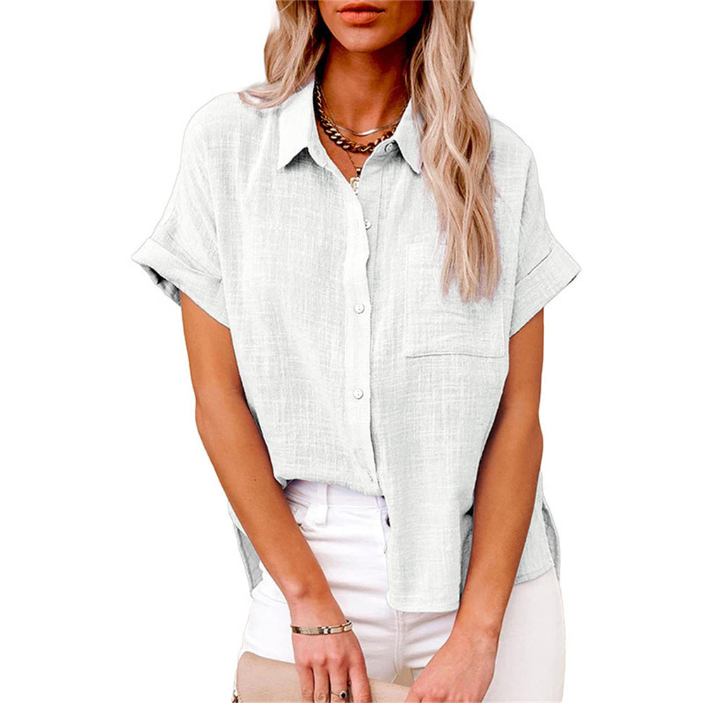 Noelle | Lightweight Shirt with Front Pocket and Short Sleeves