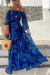 Cosette | Women's Wedding Guest Floral Off Shoulder Maxi Dress Evening