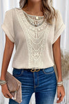 Rosa | Top with Round Neck and Lace Trim