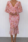 Everly | Women's Floral Dress with Short Sleeves and A-Line Skirt