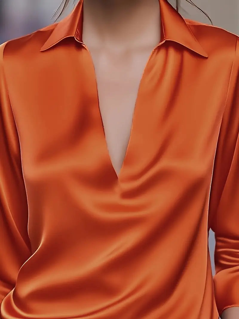 Lenora | V-Neck Blouse with Satin Finish and Elegant Design