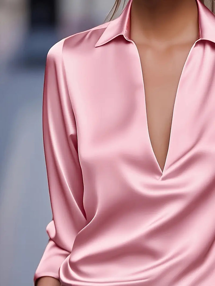 Lenora | V-Neck Blouse with Satin Finish and Elegant Design