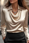 Adeline | Shiny Blouse with V-Neck and Short Sleeves