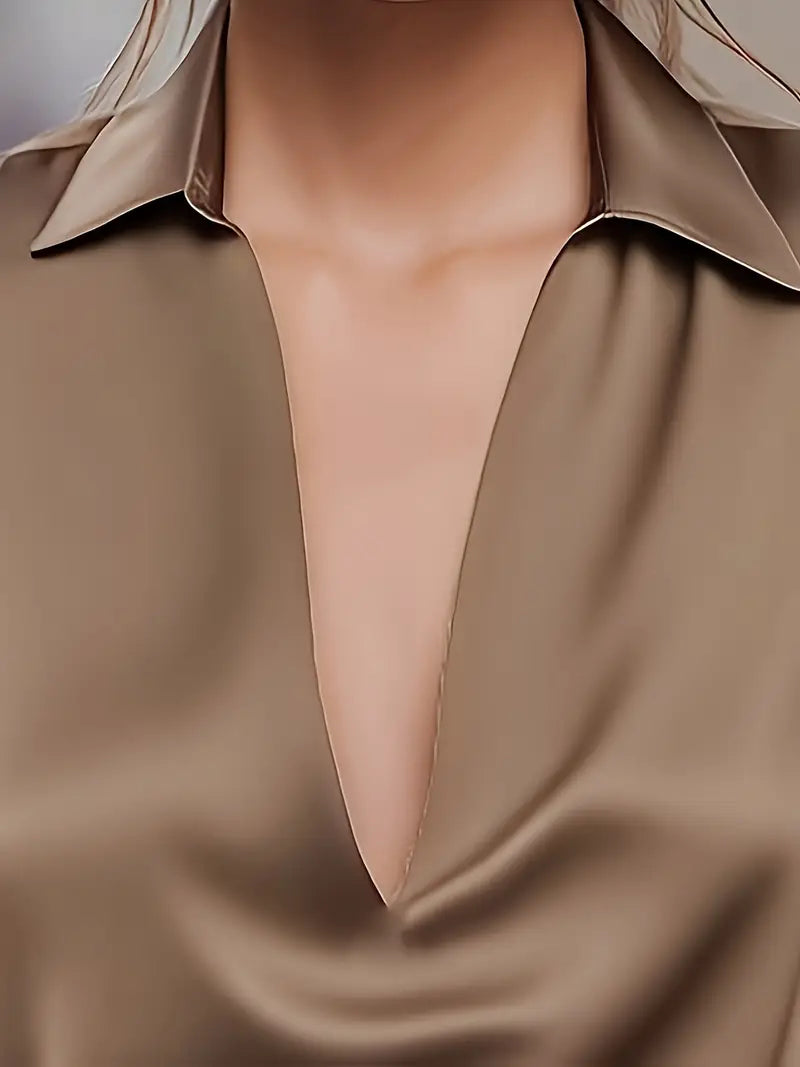 Lenora | V-Neck Blouse with Satin Finish and Elegant Design