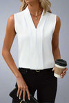 Calla | V-Neck Sleeveless Blouse with Pleated Front