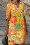 Elovelle | Women's Flowy Dress with Floral Print and Sleeveless Design
