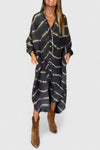Lucinda | Women's Button-Down Midi Shirt Dress with Tie-Dye Print and Short Sleeves
