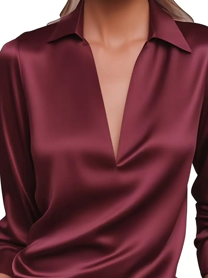 Lenora | V-Neck Blouse with Satin Finish and Elegant Design