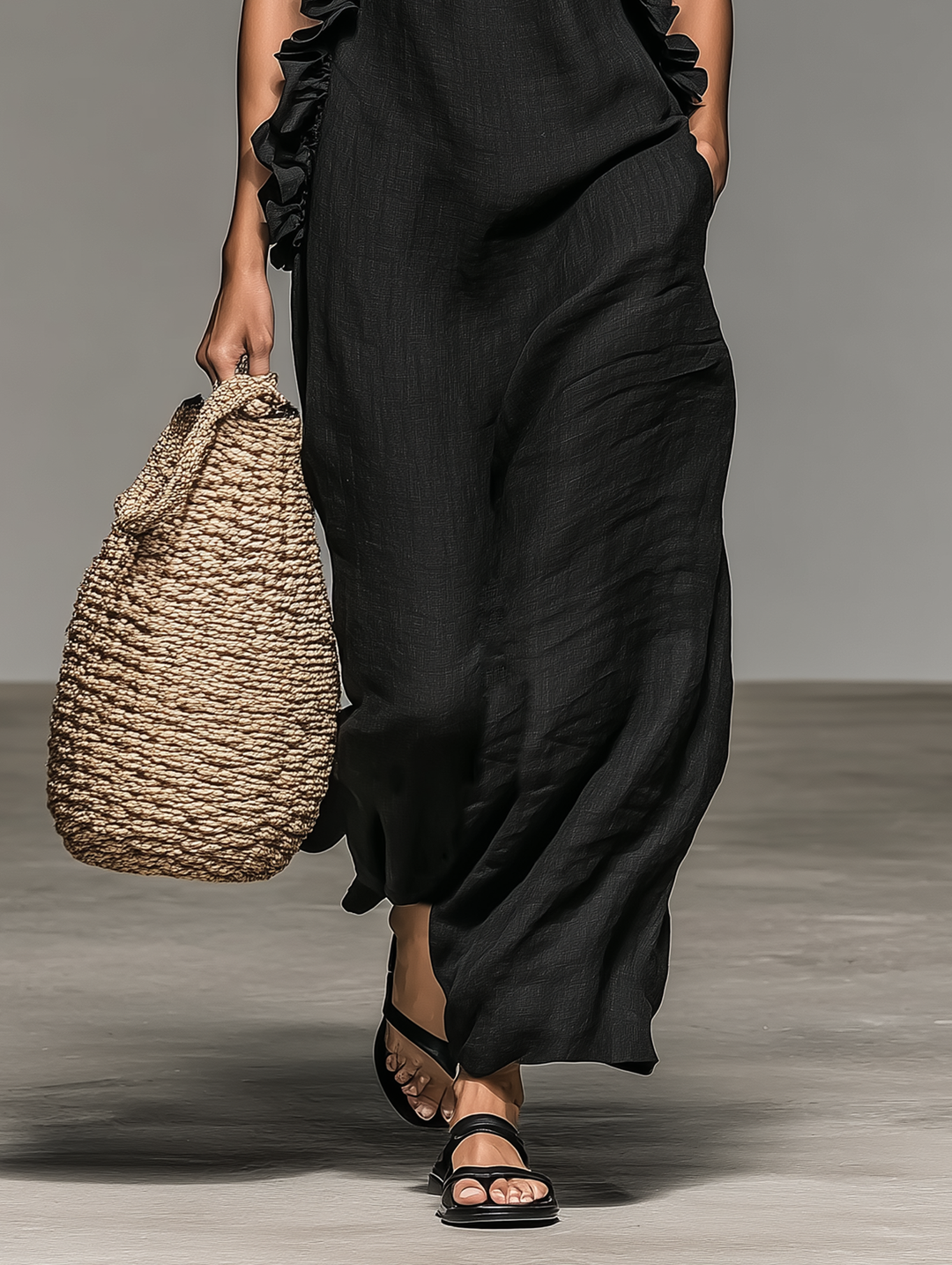 Jennifer | Sleeveless Ruffle Detail Casual Maxi Dress