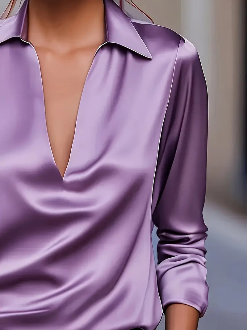 Lenora | V-Neck Blouse with Satin Finish and Elegant Design
