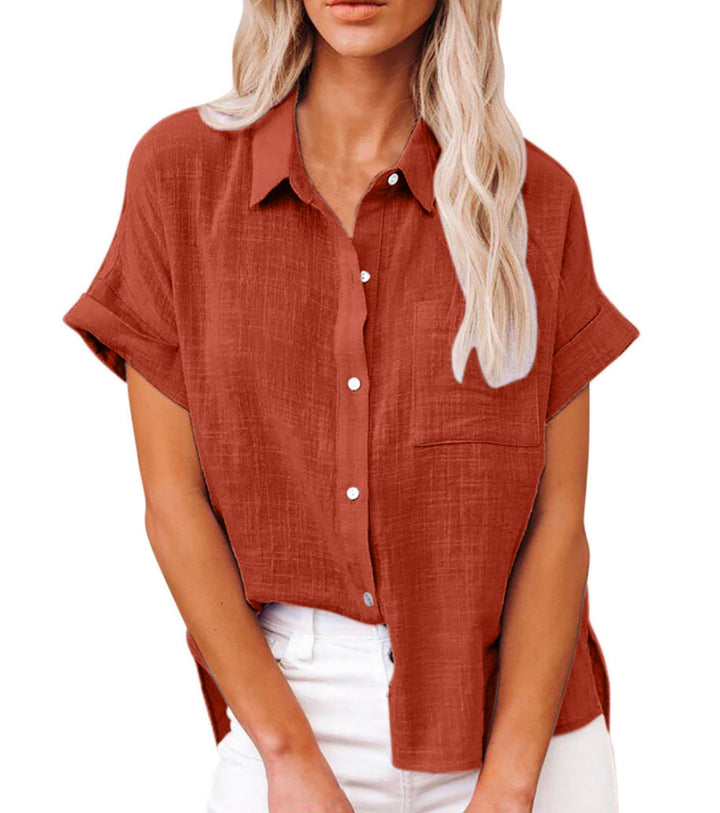 Noelle | Lightweight Shirt with Front Pocket and Short Sleeves