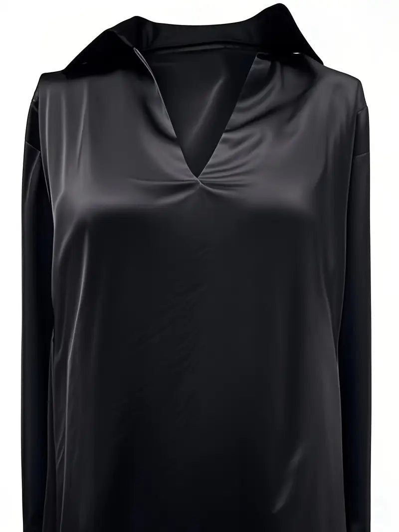 Lenora | V-Neck Blouse with Satin Finish and Elegant Design