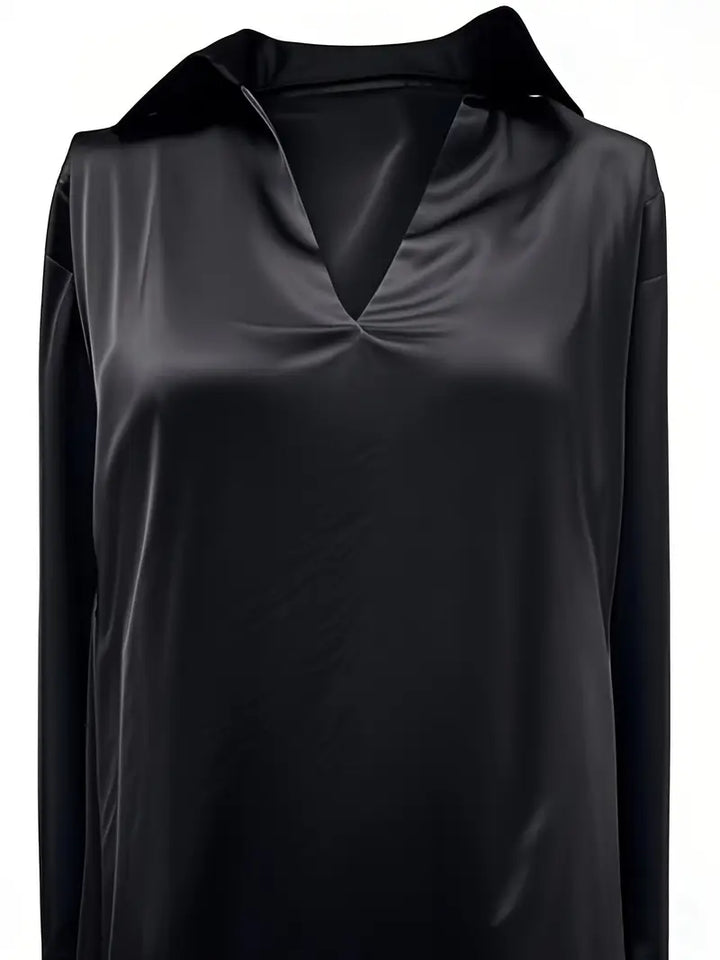 Lenora | V-Neck Blouse with Satin Finish and Elegant Design