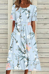 Jessamine | Women's Printed Midi Dress with Flowy Skirt and Short Sleeves