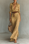 Margot | Ladies Lapel Single Breasted Long Sleeve Belted Maxi Dress